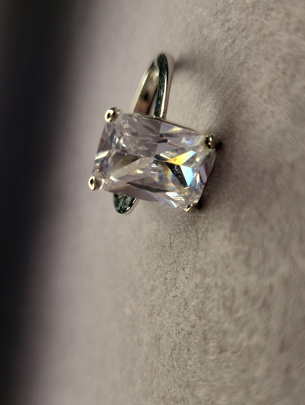 Clear Cubic Zirconia Solitaire Ring in Silver